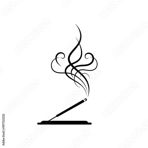 Incense stick with smoke rising.