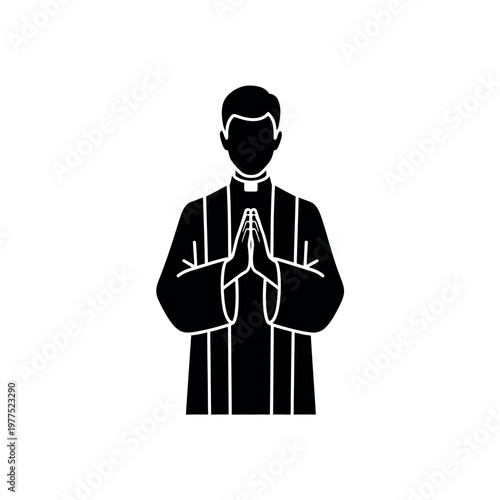 Priest Praying with Hands Together.