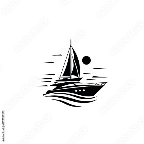 Sailing boat on the water surface.