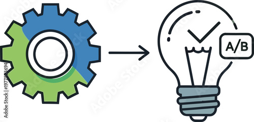 A gear transforms into a lightbulb with A/B testing concept