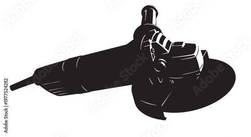 angle grinder, power tool, black silhouette, industrial icon, vector graphic