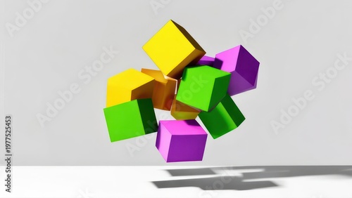 Wallpaper Mural Abstract Sculpture of Colorful Cubes Floating in Space. Torontodigital.ca