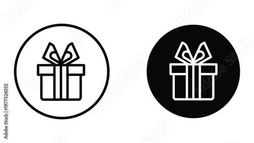 Contrasting gift box icons on different background circles