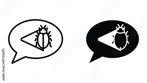 Two contrasting speech bubbles featuring a ladybug with less and greater detail.