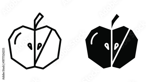 Contrast between a light and dark halved apple illustration