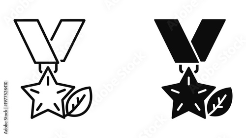 Comparison of medal designs featuring a star and leaf motif with different color schemes