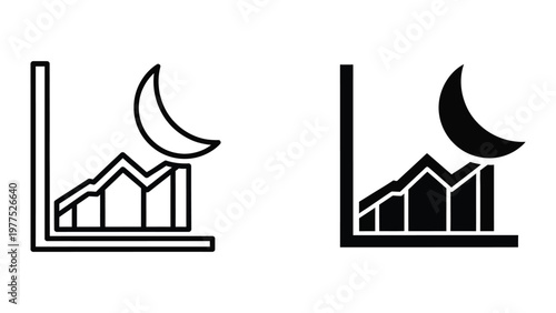 Contrast between rising trends and their filled counterparts with moon symbols above