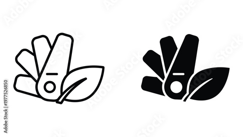 Contrasting stylized flower icons with different fill styles depicted side by side