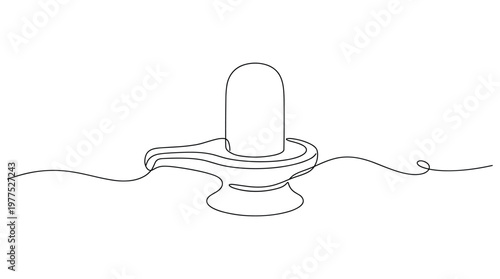 Minimalist line art drawing of a shiva lingam a sacred symbol of hinduism on a white background