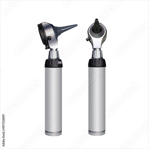 Realistic vector illustration of otoscope medical device for ear examination and diagnosis