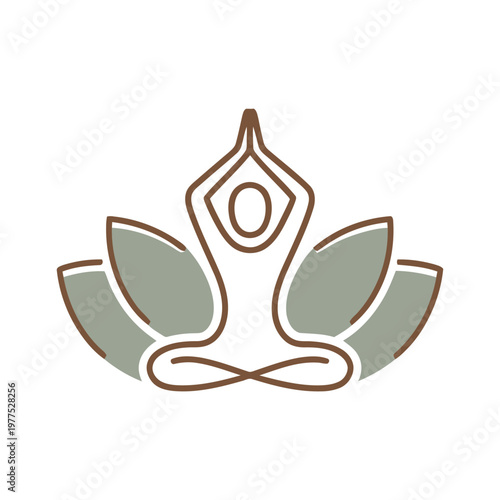 The iconic meditation symbol known as the om or lotus flower with a flame on top.