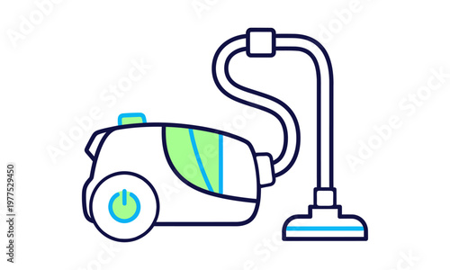 Modern green canister vacuum cleaner icon
