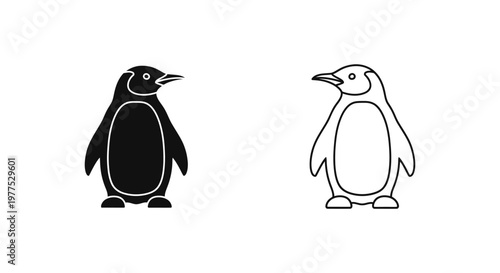 Adorable Black and White Penguin Vector Icons Design Vector