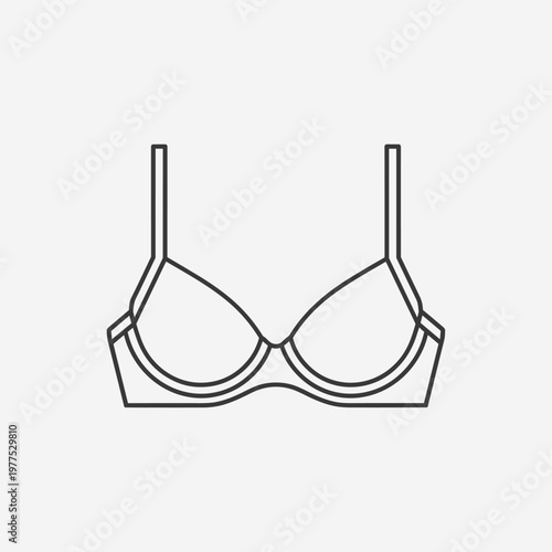 Minimalist bra icon vector, thin line female lingerie illustration, modern brassiere underwear symbol for fashion and retail web design