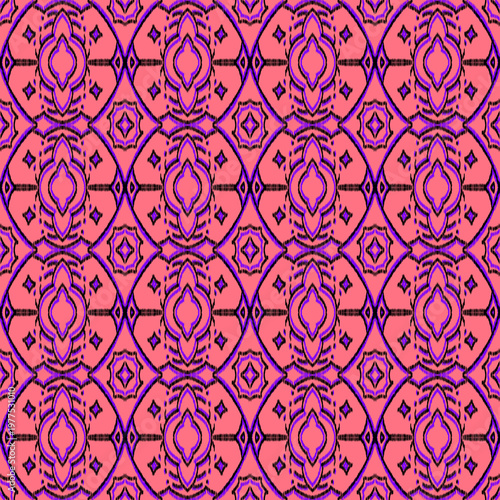 Quadro em tela Set of seamless abstract geometric patterns featuring intricate symmetrical designs with repeating circular and ornamental motifs