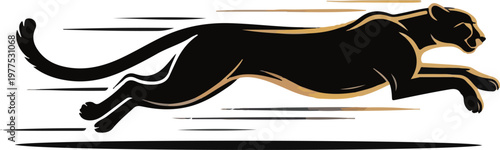 Running Cheetah Silhouette Dynamic Vector Illustration of a Fast Wild Cat