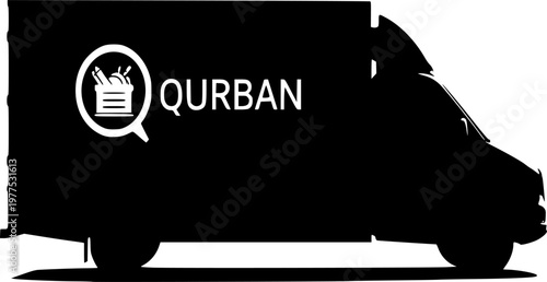 Smart Qurban Distribution Silhouette Logistics Eid Al-Adha Food Aid Delivery Vector