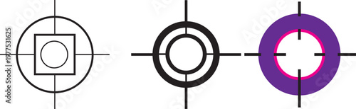 Crosshair aiming targets for shooting and gaming applications  various circular and square shapes