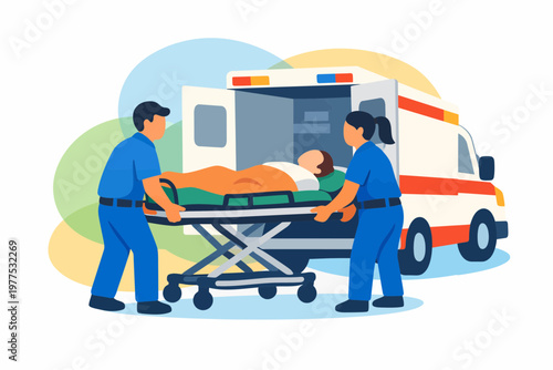 Paramedics Loading Patient into Ambulance for Emergency Medical Care