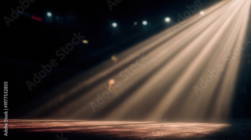 Spotlight on the Stage: A Glowing Light束照亮了黑暗的舞台。