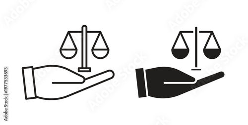 Law icon in black color. Vector icons on white background