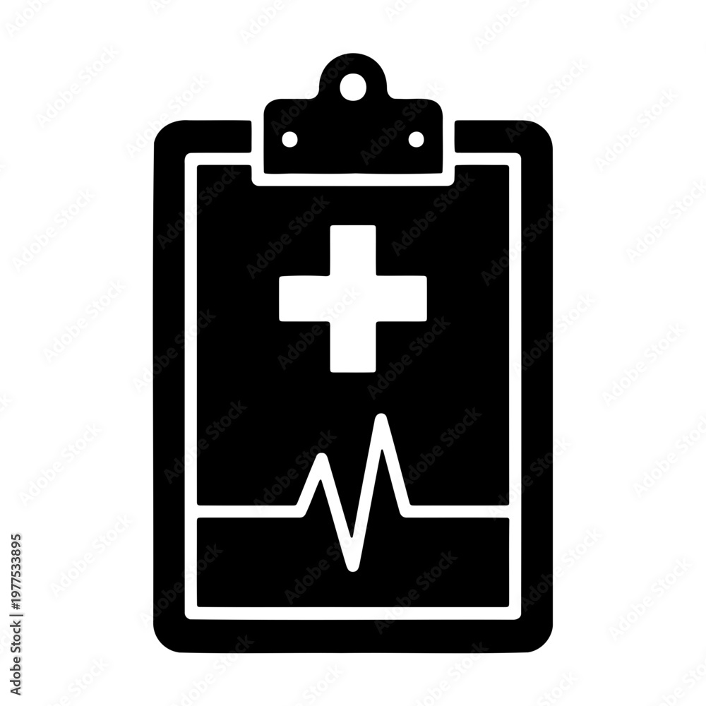 Obraz premium Medical clipboard with heartbeat and plus sign healthcare report for doctor health checkup form