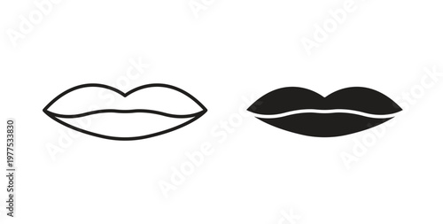 Lips icon in black color. Vector icons on white background
