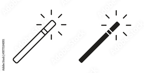 Magic wand icon in black color. Vector icons on white background