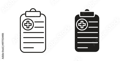 Medical report icon in black color. Vector icons on white background