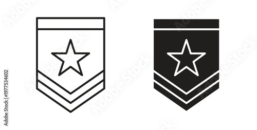 Military rank badge icon in black color. Vector icons on white background