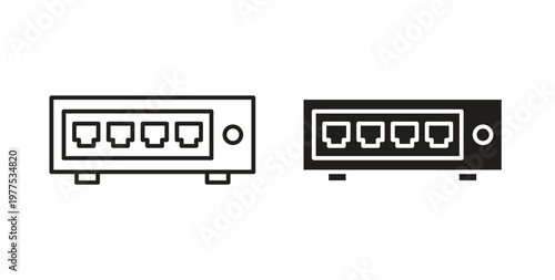 Network switch icon in black color. Vector icons on white background