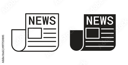 News icon in black color. Vector icons on white background