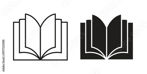 open book icon in black color. Vector icons on white background