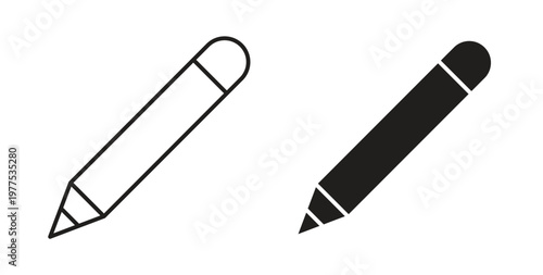 Pencil icon in black color. Vector icons on white background