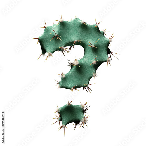 3D Wild Desert Cactus Question Mark with Sharp Spines