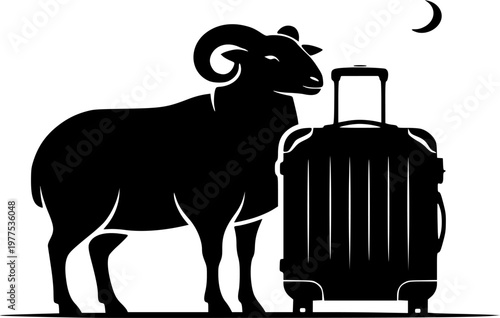 Hajj Qurban Travel Silhouette Journey Eid Al-Adha Pilgrimage Connection Vector