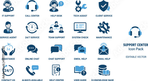 Support Center Icon Pack for Customer Service and Help Desk Concepts
