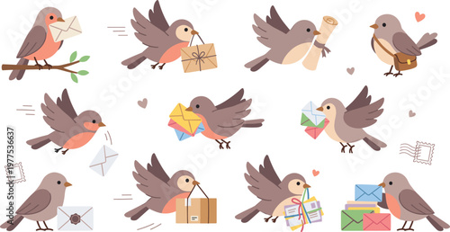 Birds Delivering Mail, Gifts, and Messages with Love and Care, Sending Packages with Warmth