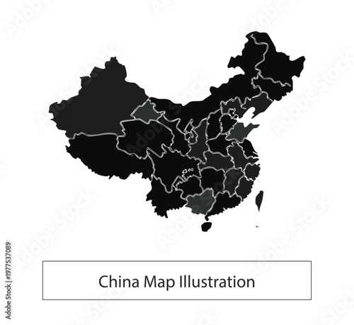China Map With State Boundaries Template