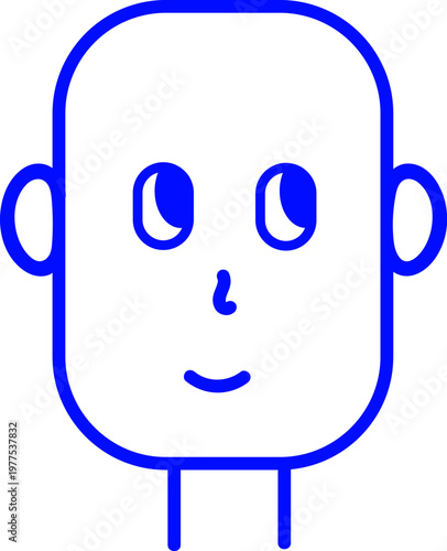 Front View Human Head Avatar Vector Icon for User Profile and Account UI. Optimized for user account icons, identification interfaces, and character design bases.