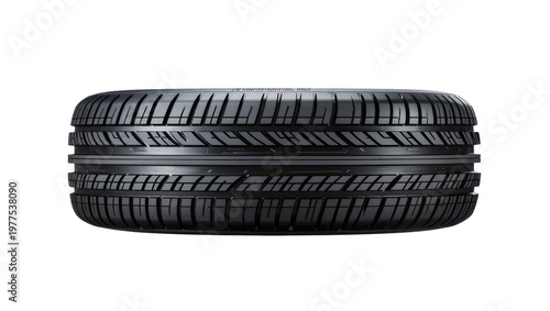 Принти на полотні Isolated new car tire showing its clean black rubber and detailed, unused tread pattern