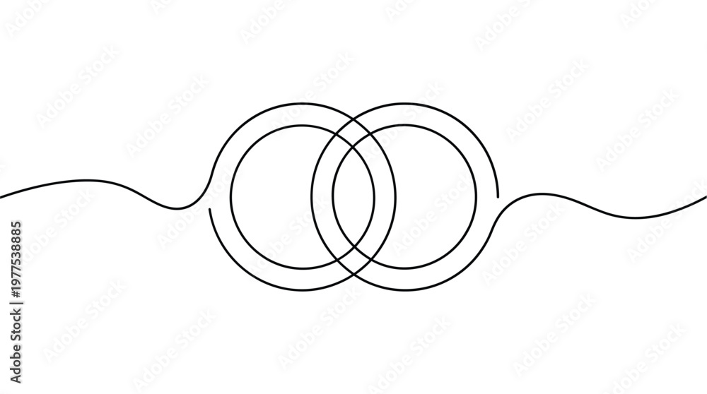 Obraz premium Interlocking rings symbol representing connection unity and partnership on a clean white background