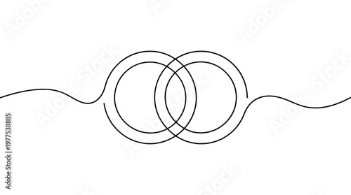 Interlocking rings symbol representing connection unity and partnership on a clean white background