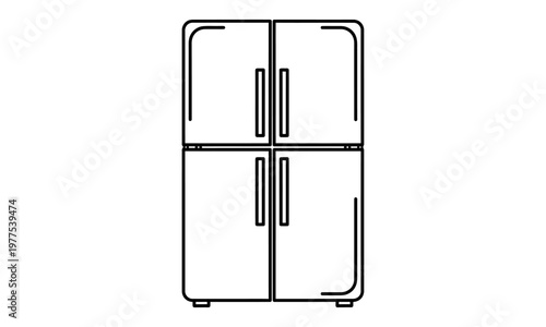 Four door french door refrigerator icon vector
