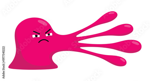 Furious pink blob character, angry magenta creature, vector illustration, emoticon face