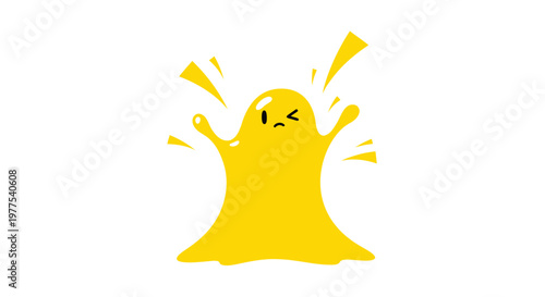 Yellow ghost, cartoon character, emoticon, vector icon, illustration