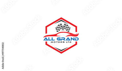 A logo for All Grand Motors Ltd with a checkered flag design