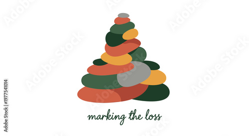 Memorial stones, cairn stack, marking loss, grief symbols, colorful rocks