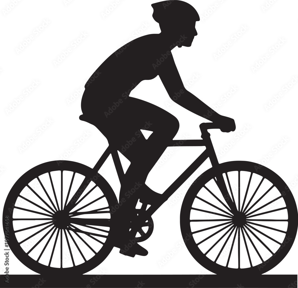 Obraz premium silhouette of a man riding a bicycle on a road