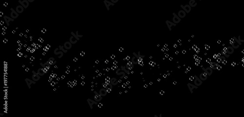 Canvas Print A collection of small white bubbles floating against a solid black background cr
